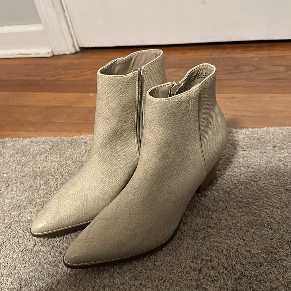 Snakeskin booties